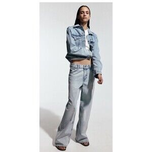 H&M Hm Baggy Light Denim Blue Jeans Women 38 Us 6 Wide Leg